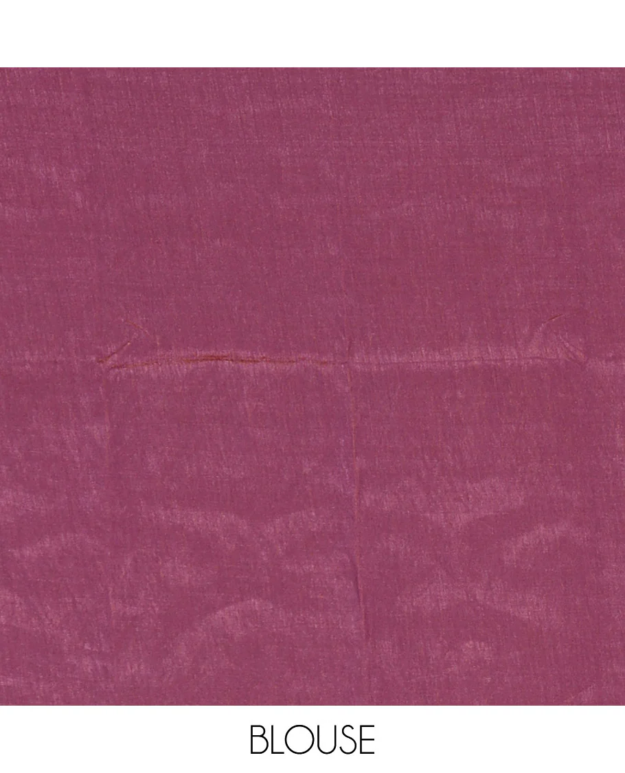 Borderless rust and purple ombre-style crushed plain fendy chiffon saree, self-pallu, and a matching plain blouse - Image 3