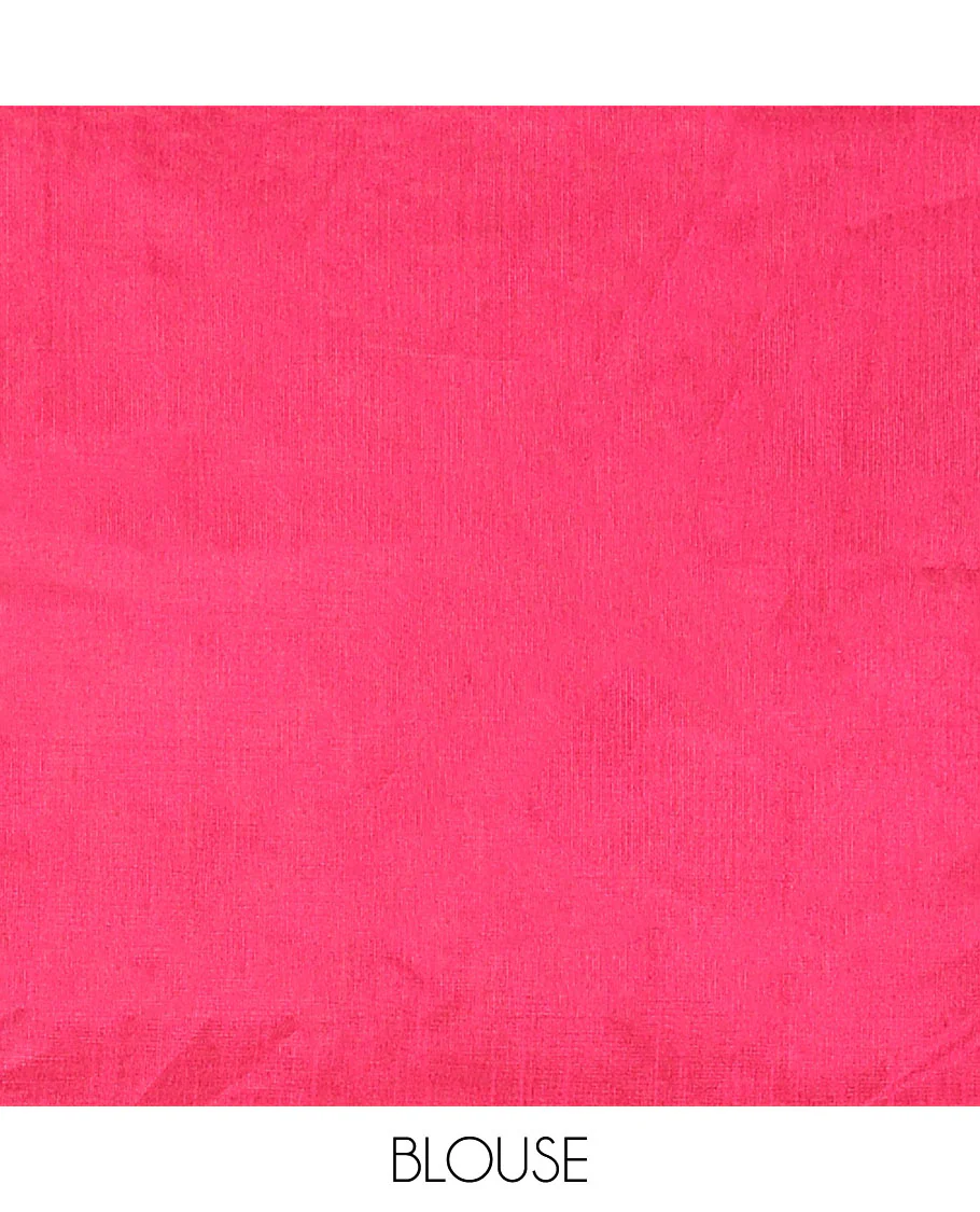 Borderless sandal sequins striped dupion saree, contrast pink sequins striped pallu - Image 3