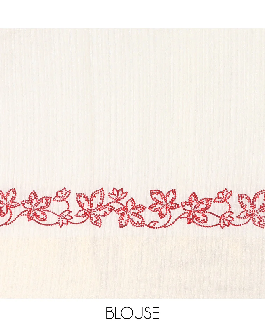 Borderless white dotted floral motifs embroidered matka silk saree, dotted embroidered striped pallu - Image 7