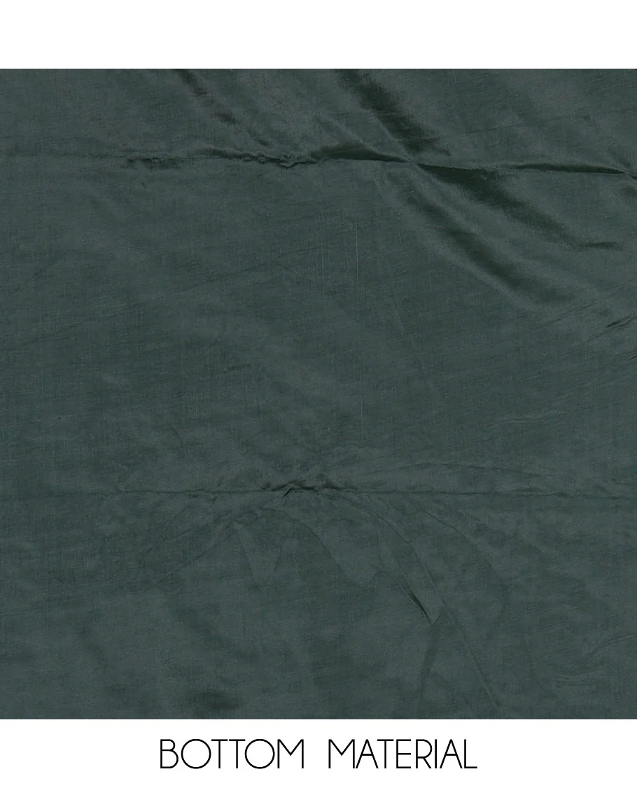 Bottle green Vertican silk material chudidar set, ikkat chevron striped with mirror neck embroidered top, santoon bottom, and contrast chevron striped dupatta - Image 5