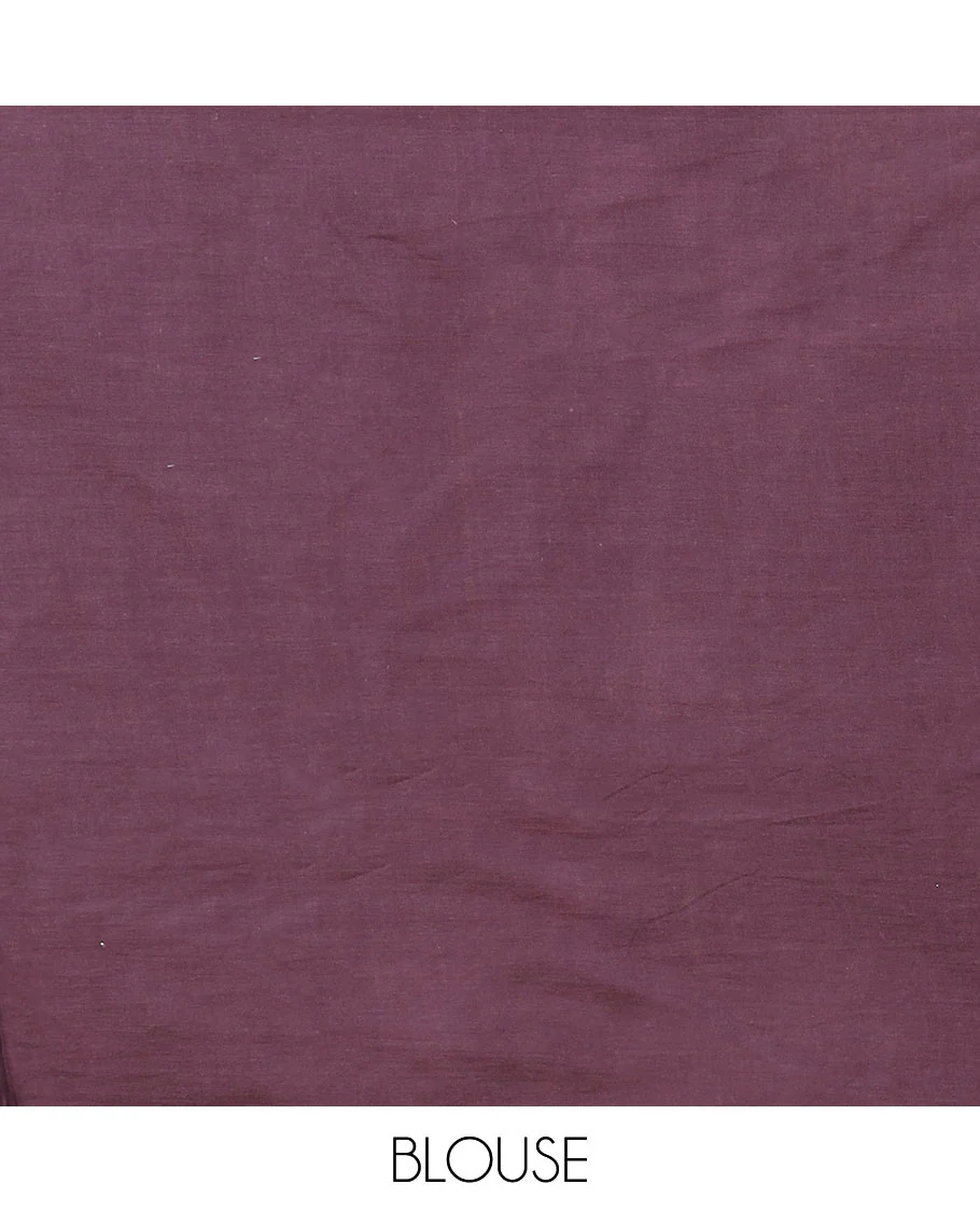 Brown floral printed mixed cotton saree, printed border, and floral printed pallu - Image 2
