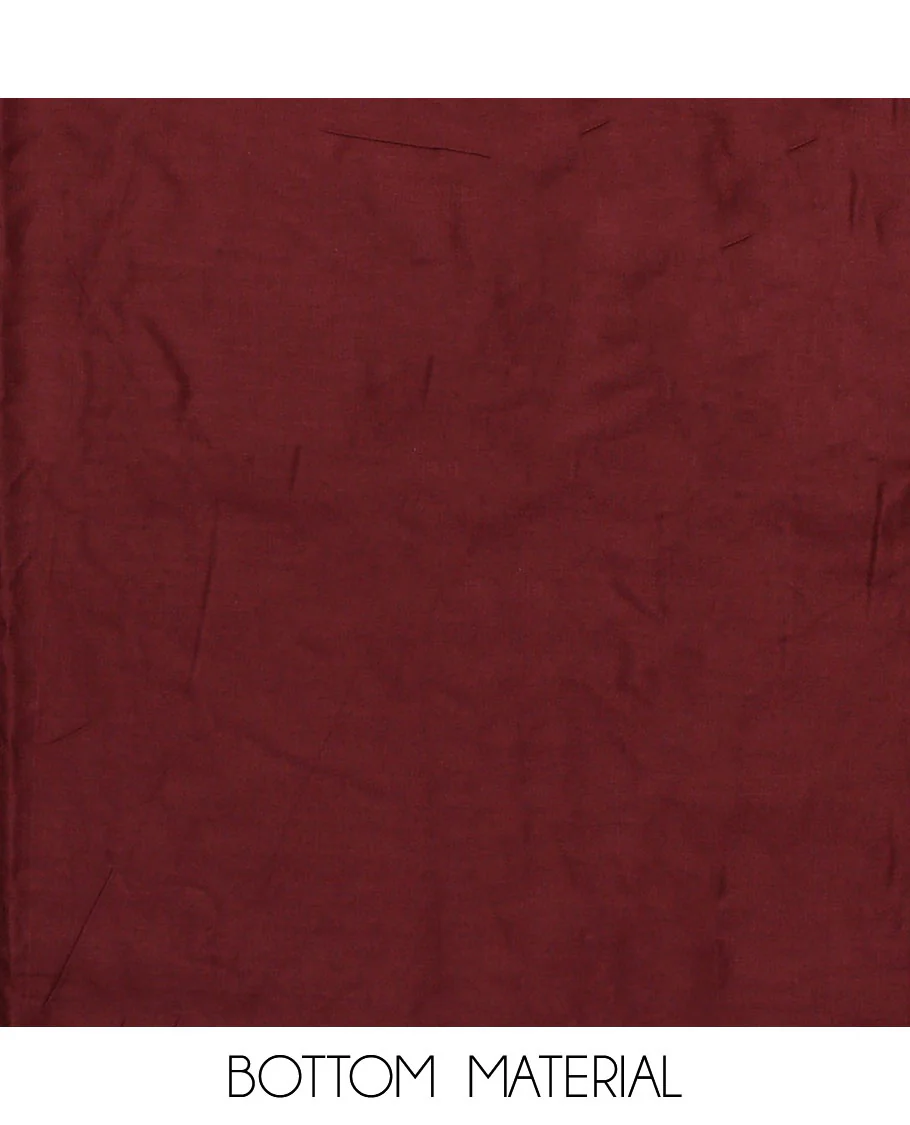 Brown material chudidar set, floral printed top, plain bottom and floral printed dupatta - Image 3