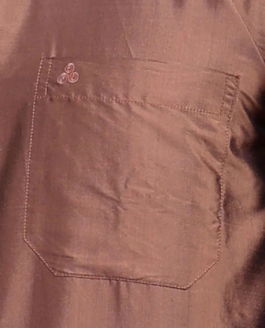 Brown plain design full-sleeve pure-silk shirt - Image 11