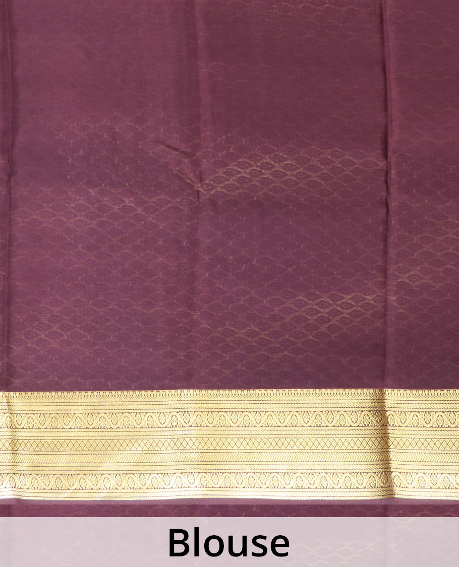 Maroon zari buttas Mysore silk saree, traditional zari border, and jaal pallu - Image 5