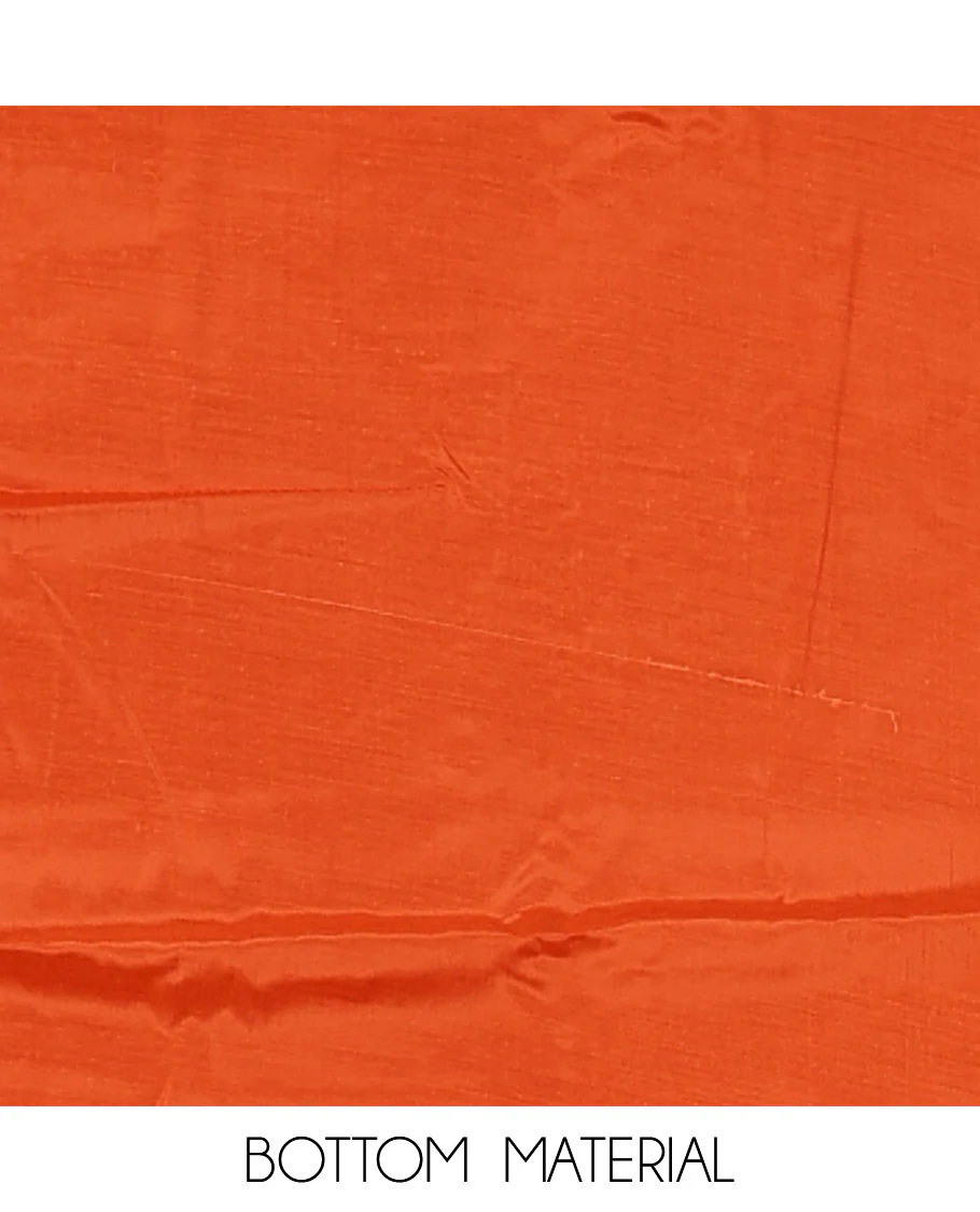 Burnt orange material chudidar set, horizontal ombre striped semi-tussar top, plain santoon bottom & horizontal ombre striped dupatta with tassels - Image 5