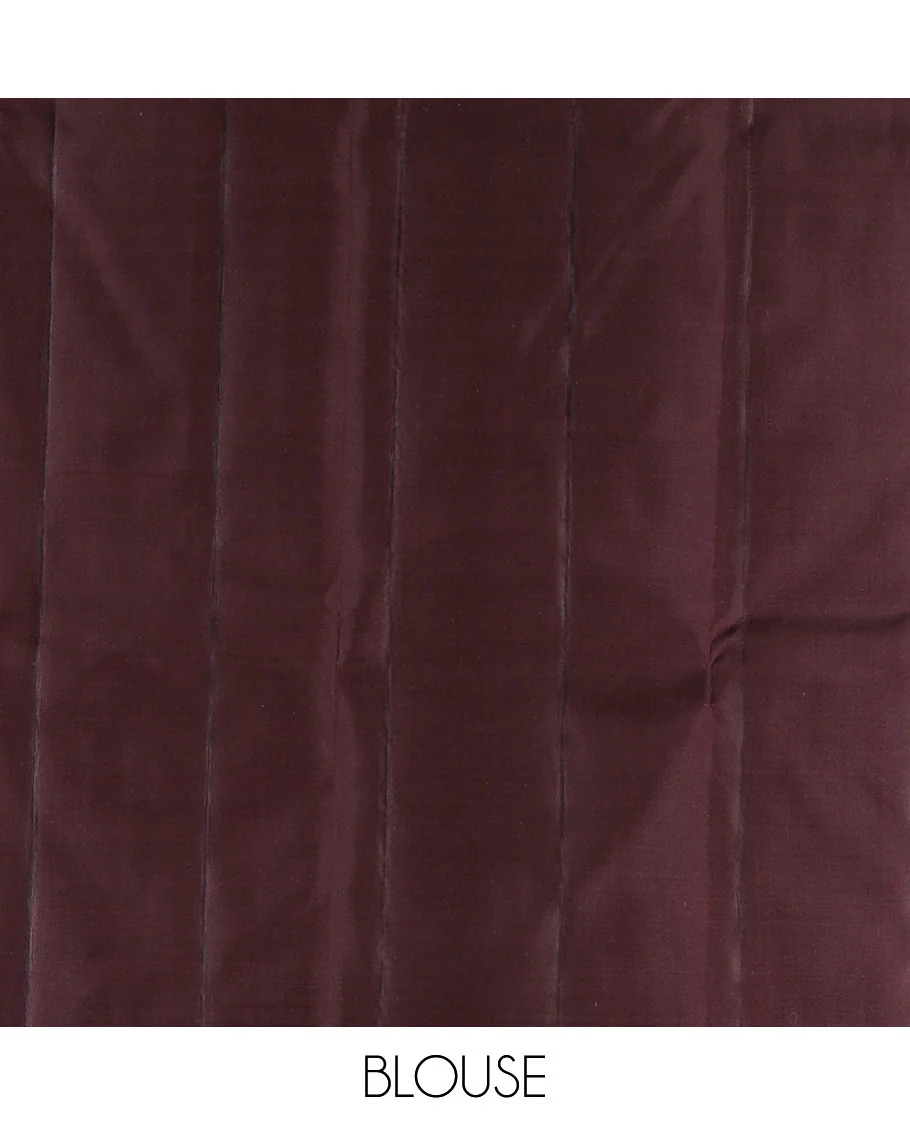 Coffee brown thazampoo rekku, and vel buttas Vasundhara silk saree, zari border of manga, muthu, kathir, neli, and vanki designs, and jaal pallu - Image 4