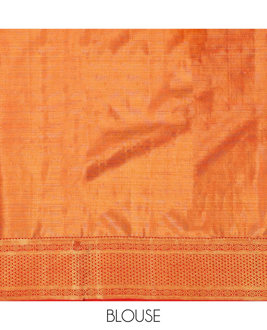 Cream-base flora-fauna Meenakari-jacquard Samudrika silk saree, contrast border of thilakam,muthu,kathir,diamond & ara madaam design & meenakari floral design pallu - Image 7