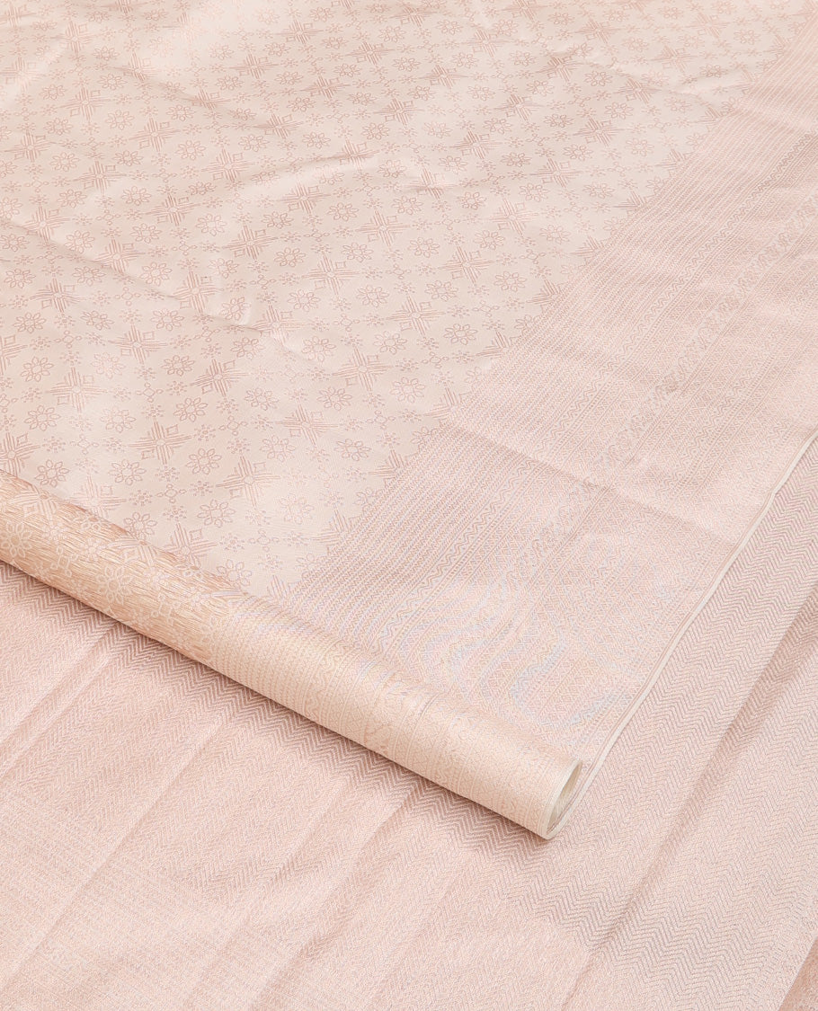 Cream jacquard wedding silk saree, zari border of neli, rettai neli, and traditional designs, and vanki pallu - Image 2