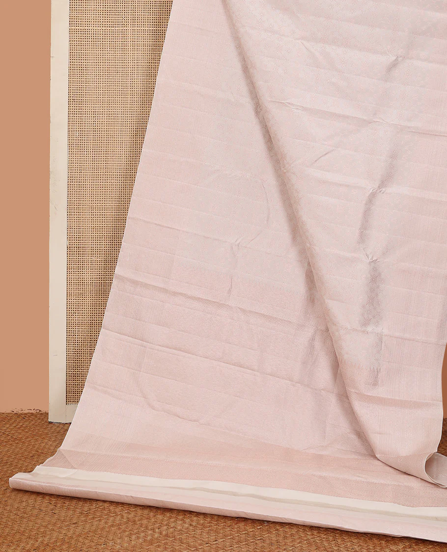 Cream jacquard wedding silk saree, zari border of neli, rettai neli, and traditional designs, and vanki pallu - Image 3
