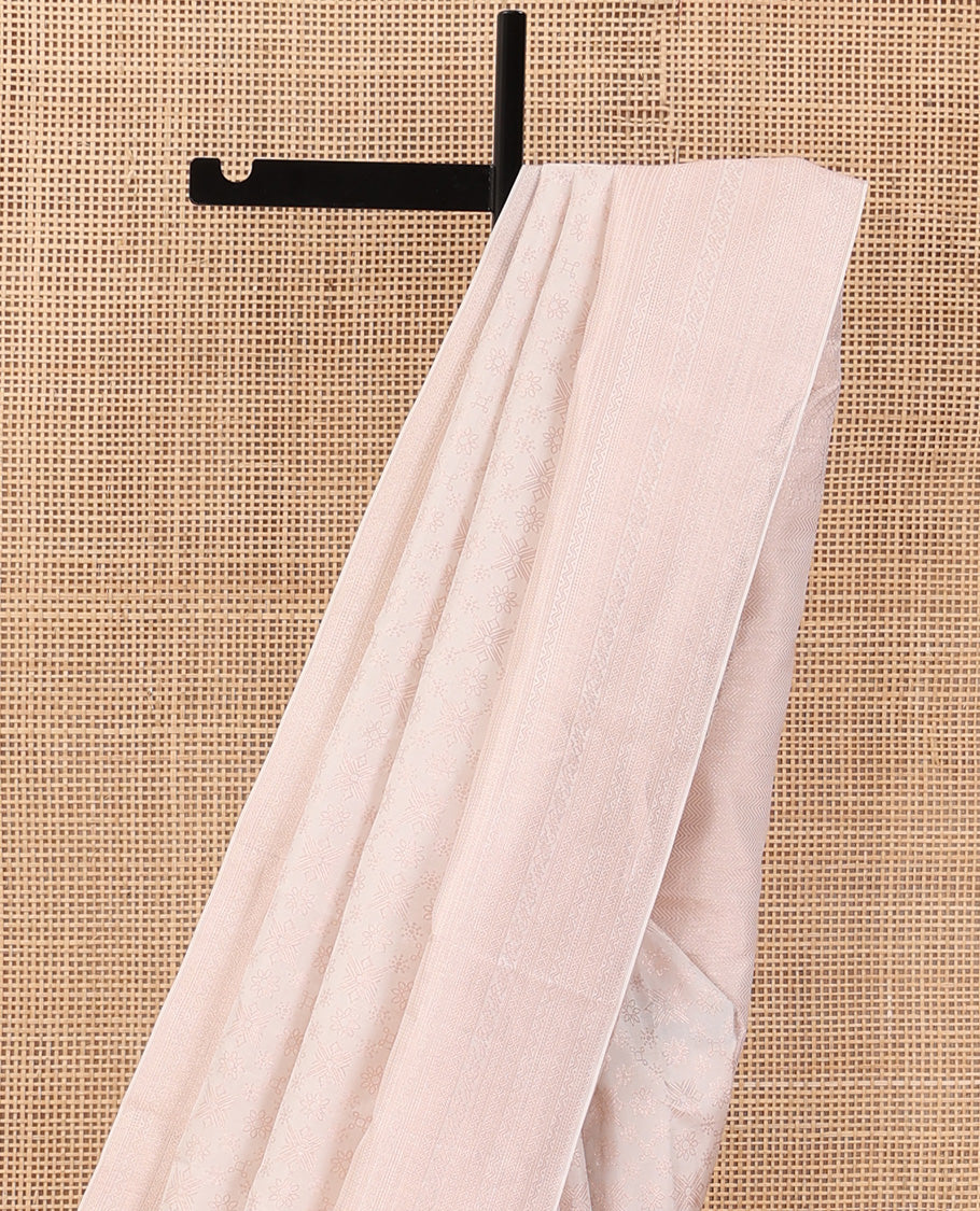 Cream jacquard wedding silk saree, zari border of neli, rettai neli, and traditional designs, and vanki pallu - Image 4