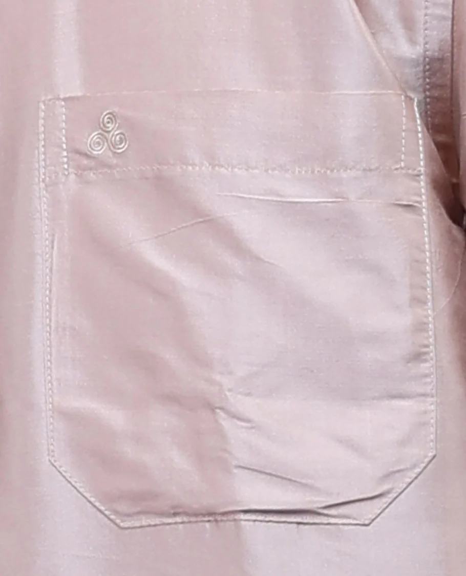 Cream plain design full-sleeve pure-silk shirt - Image 11
