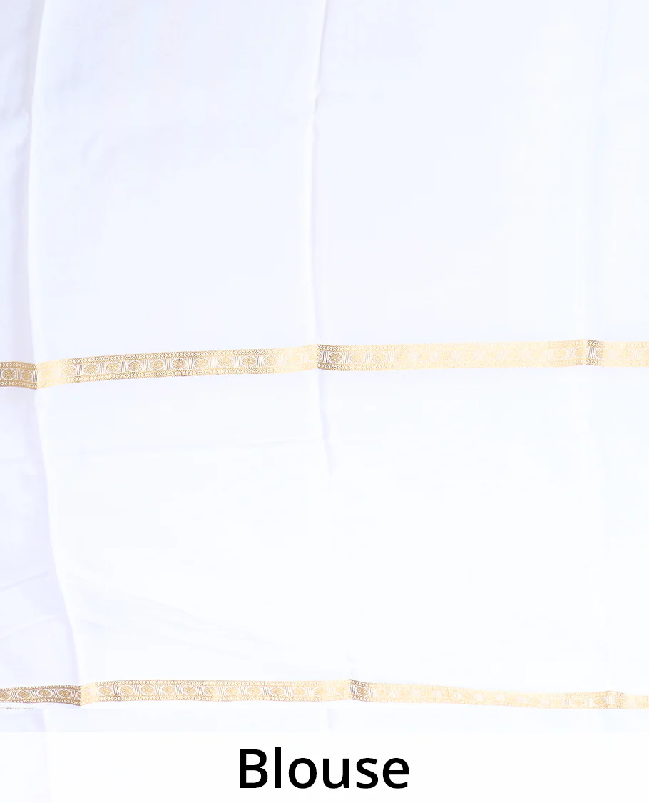 Cream round peacock chakram Mysore silk saree, traditional zari motifs woven border, and pallu of temple designs - Image 5