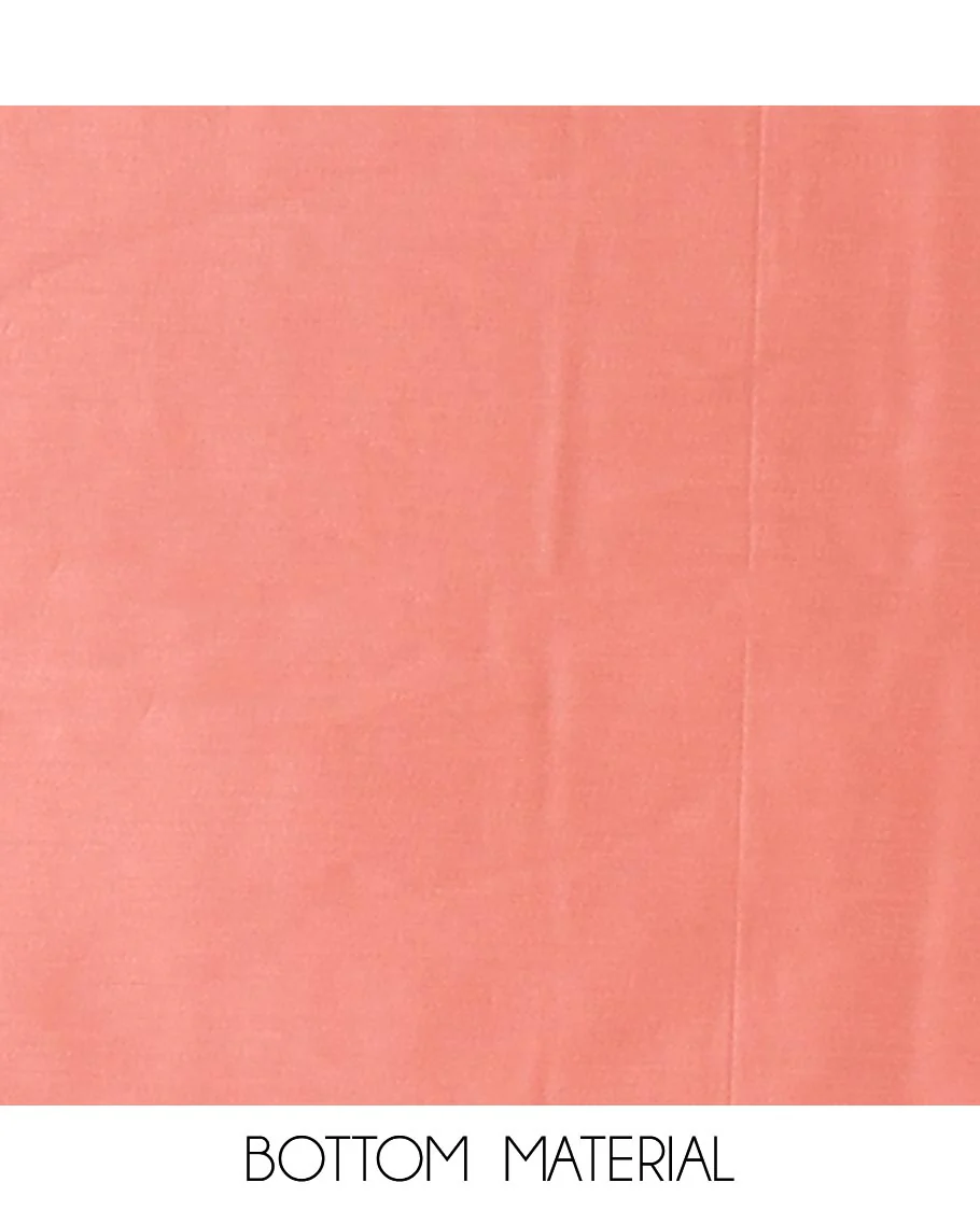 Cream with peach semi-chanderi material churidar set, floral jaal jacquard top, contrast taffeta silk bottom, and jamdani style dupatta - Image 5