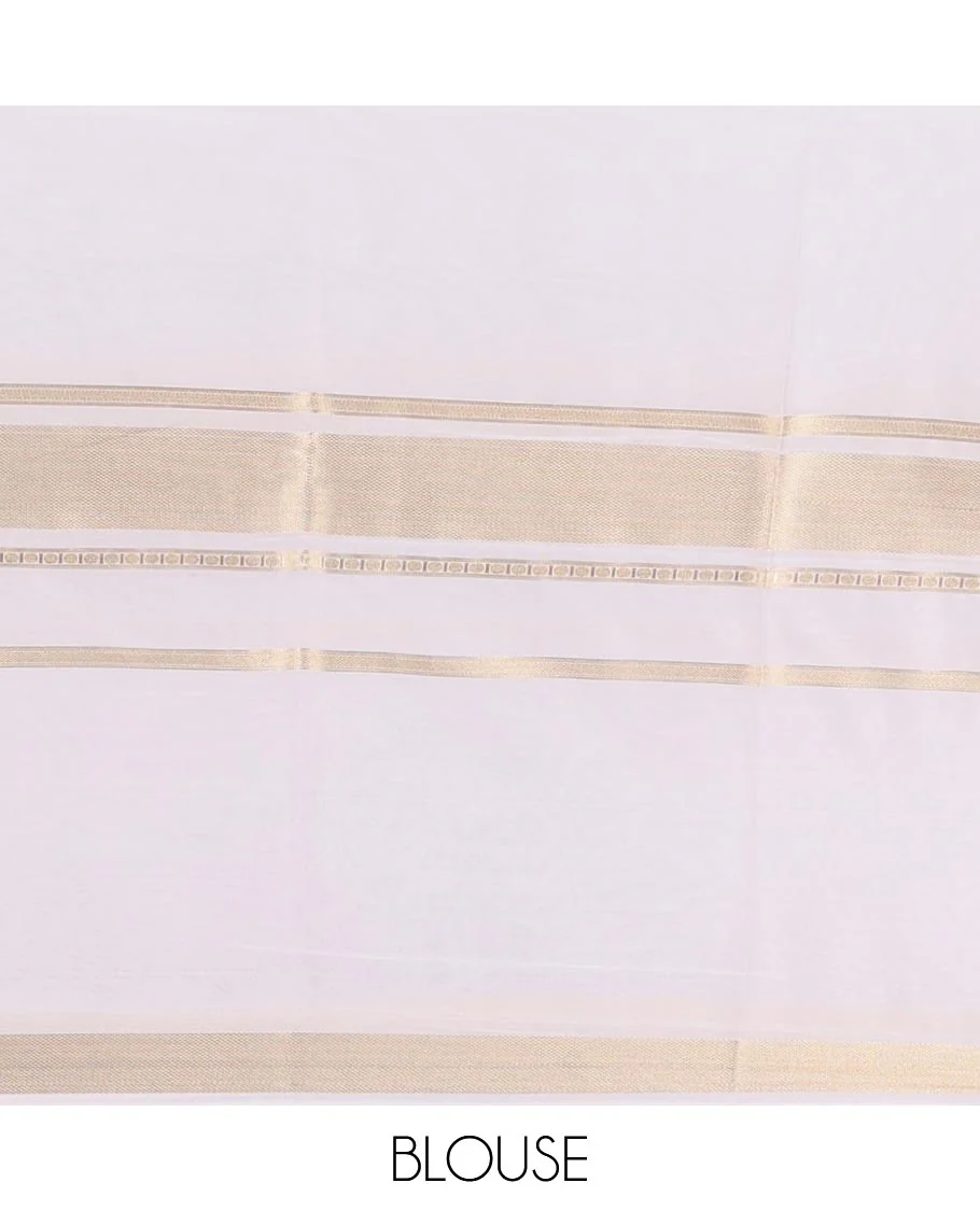 Dark violet plain Art Mysore silk saree, contrast traditional zari big border, zari striped pallu, and a matching zari design blouse - Image 4