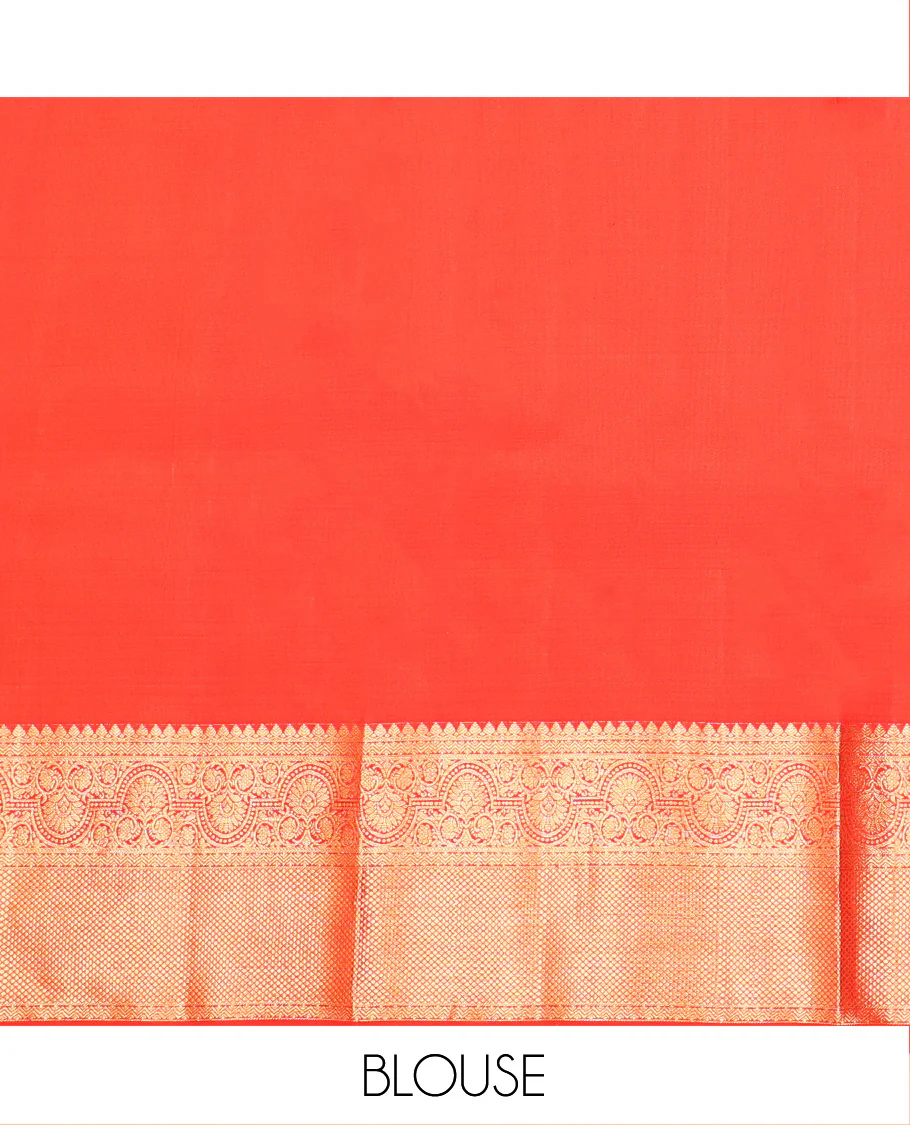 Dark Violet Pure Silk Half-Saree Beautified with Zari Buttas on Its Skirt, Complemented by a Zari Border Featuring Thilakam Mokku, Rettai Nelli, and Mayil Kann Designs, Comes with a Contrast Blouse and a Dhavani of Butta Enclosed Jaal Designs - Image 6