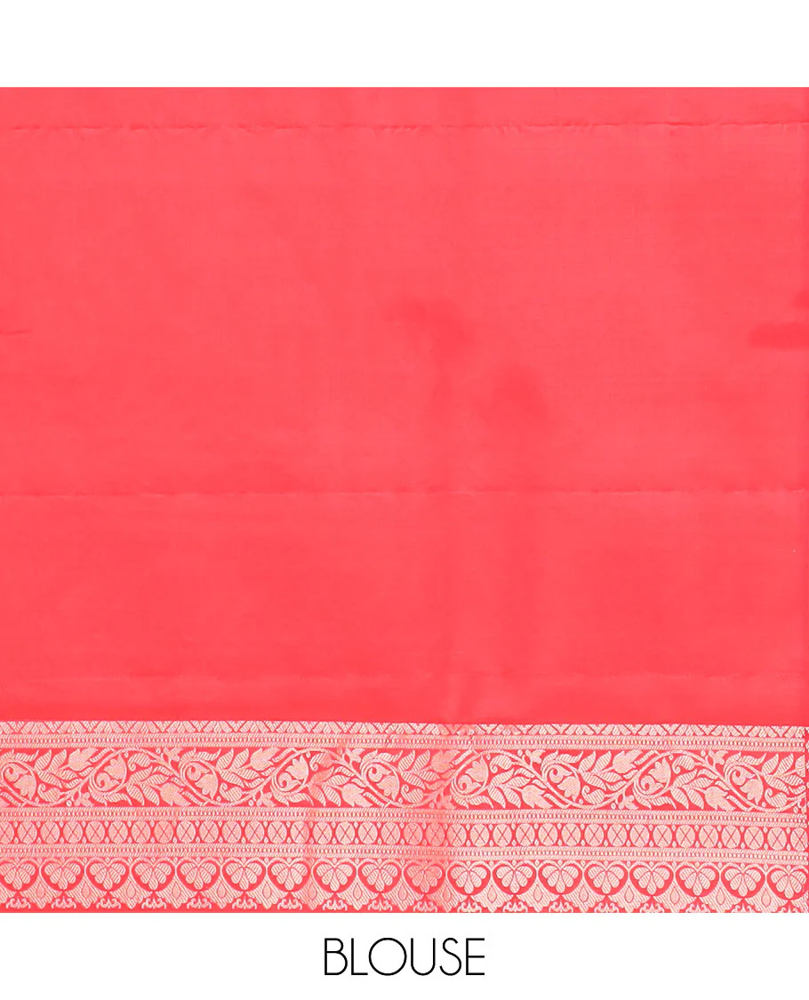 Gold iruthalai pakshi buttas woven Vasundhara silk saree, contrast border of thilakam mokku, neli, and kodi visiry designs, and pallu of traditional zari designs - Image 6