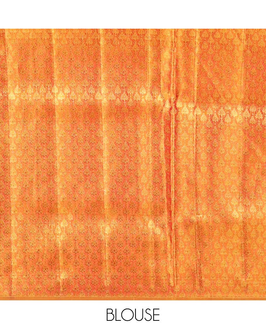 Gold Mughal style meenakari jacquard Samudrika silk saree, contrast border of rekku,kathir,neli,muthu, and mayil kann, and paithani pallu of muniya, floral, and bird designs - Image 6