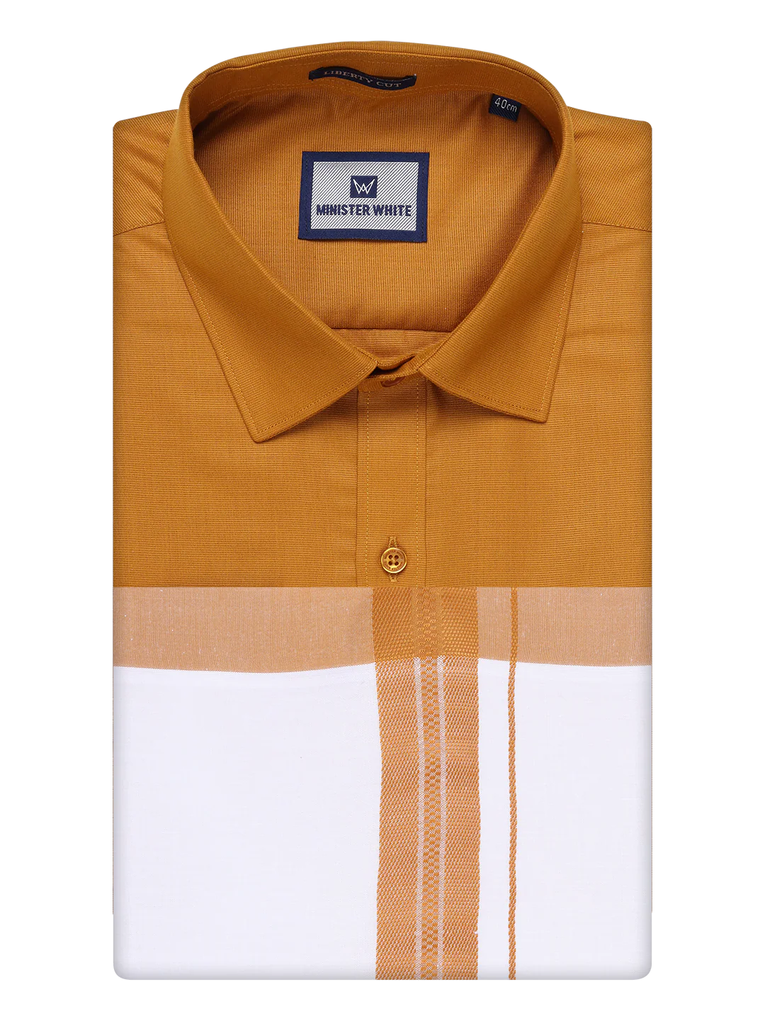 Mens Cotton Golden Yellow Matching Shirt and Dhoti Combo Luster - Image 5