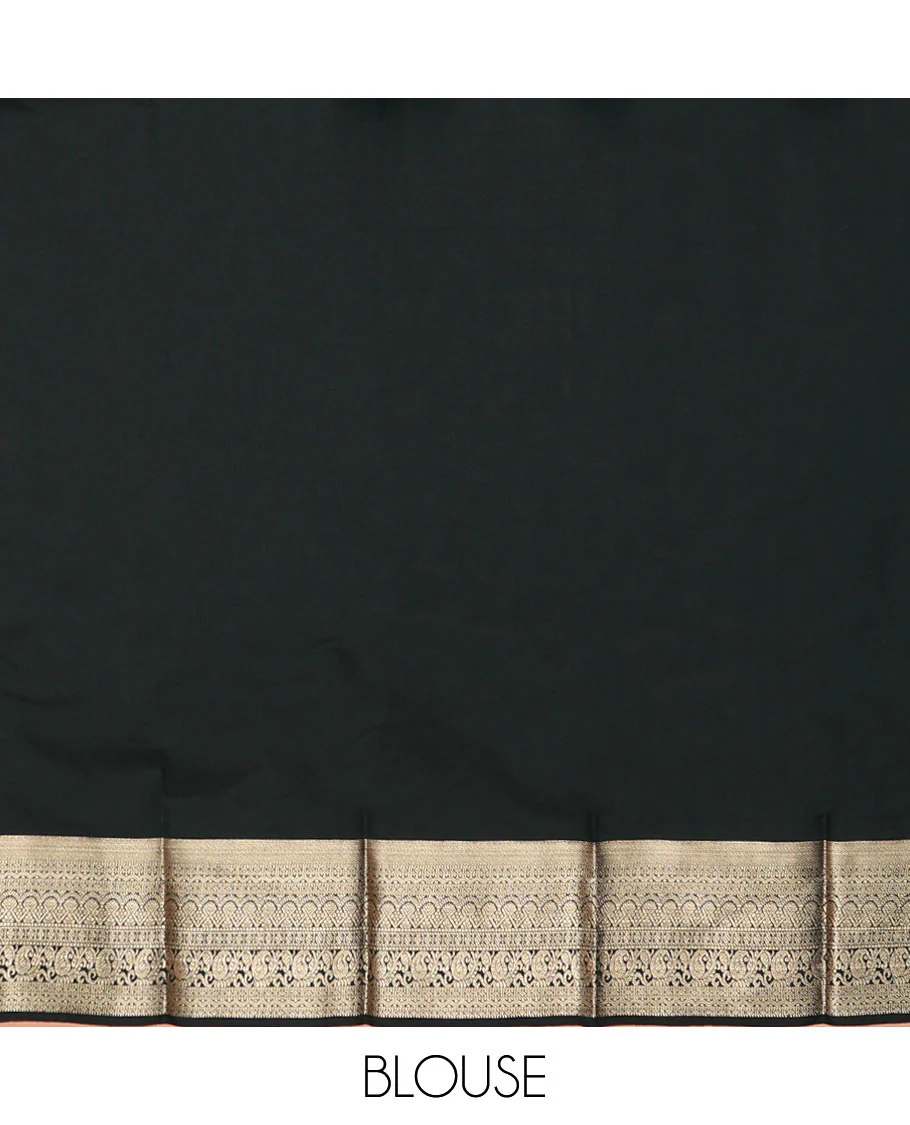 Green Budget Silk Saree Featuring Zari Stripes and Paisley Buttas, Accentuated by a Traditional Motif Zari Border, Adorned with a Jaal-Designed Pallu, and Paired with a Matching Blouse - Image 4