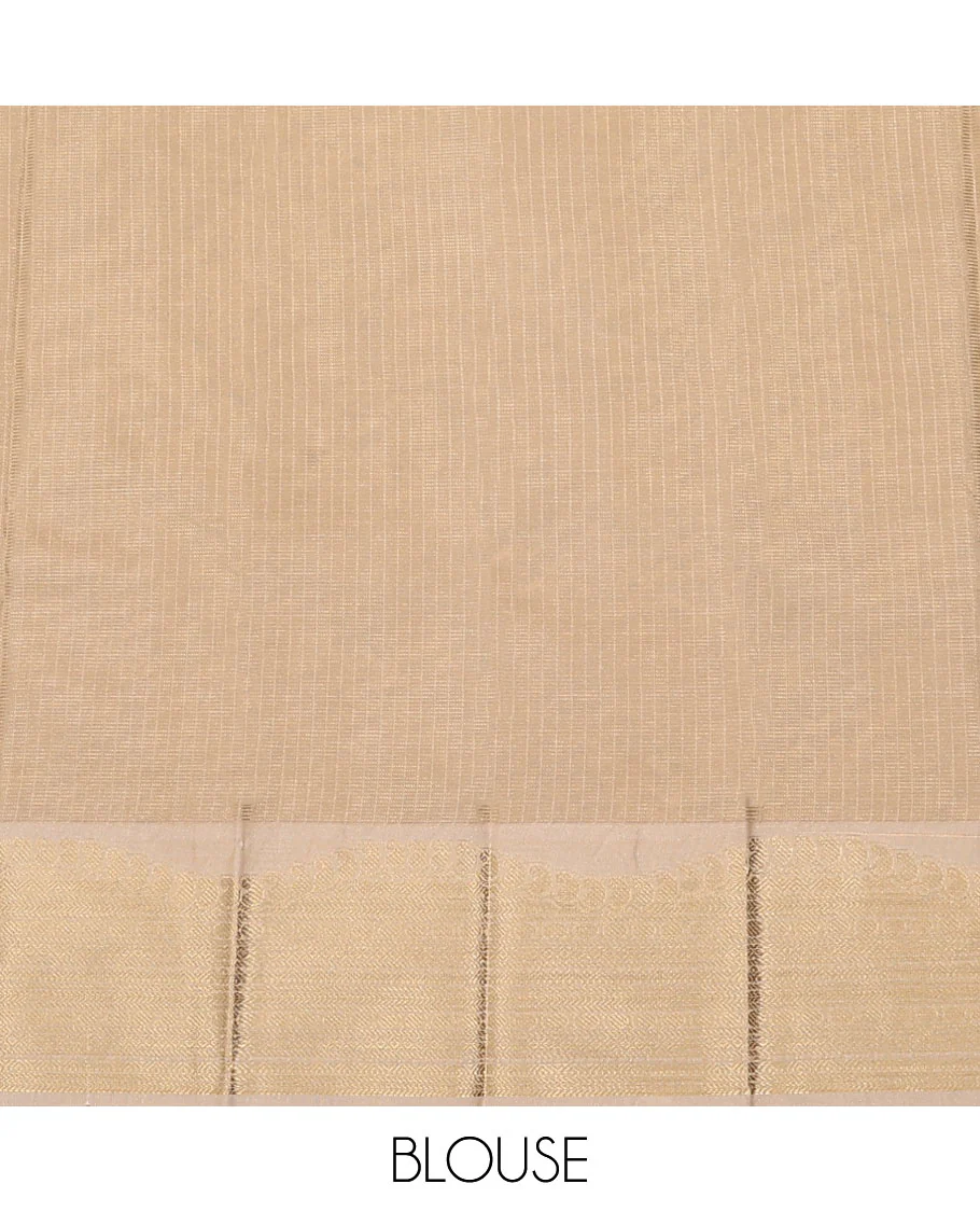 Green checked budget silk saree, contrast traditional zari design birder, and jaal pallu - Image 5