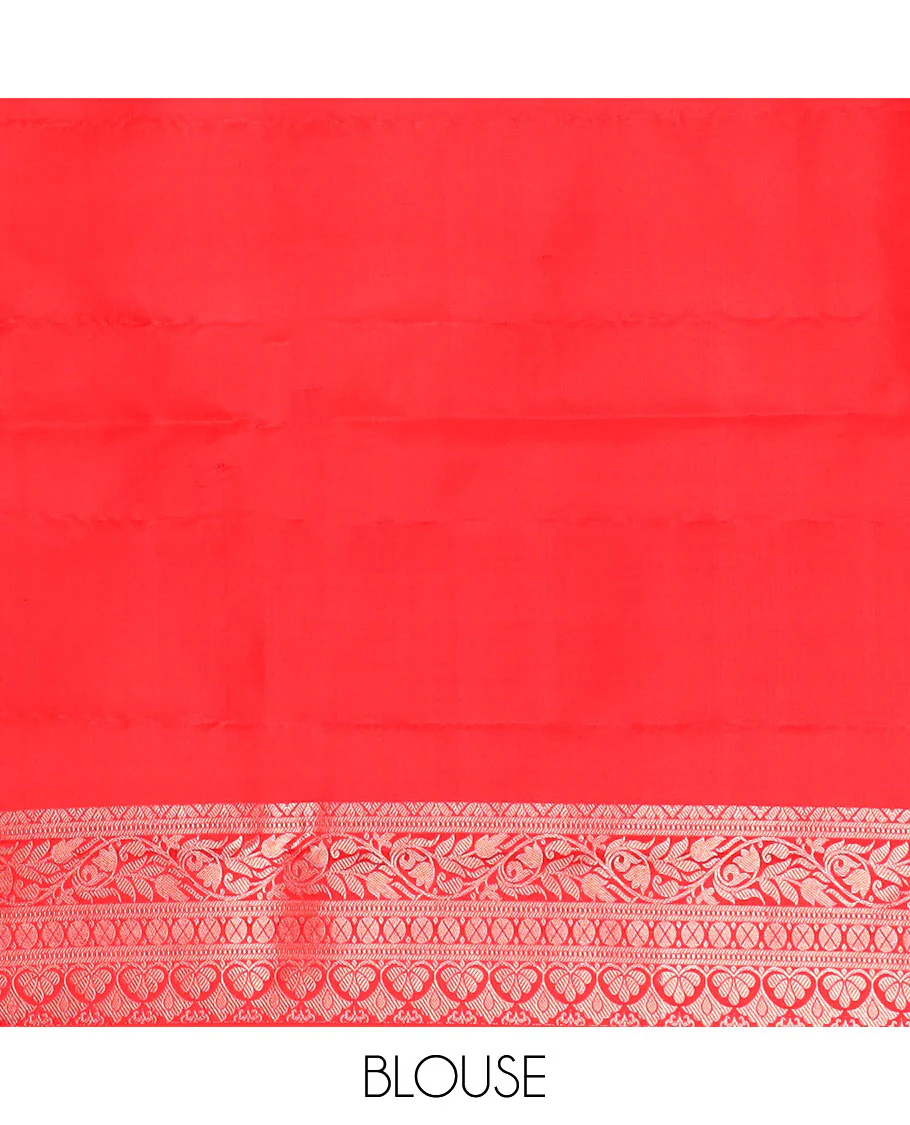 Green iruthalai pakshi buttas Vasundhara silk saree with contrast border of thilakam mokku, leaf vine, paisa, and kodi visiry designs, and intricate pallu - Image 6