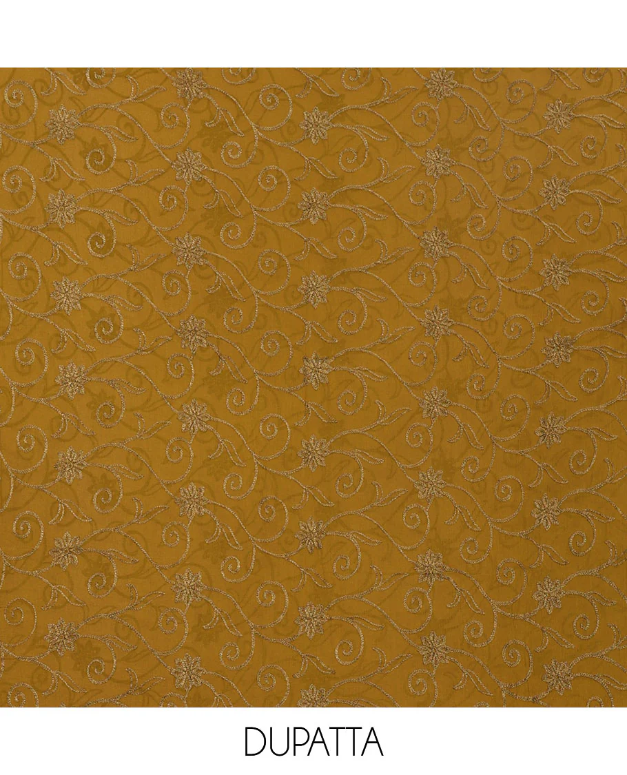 Green Material Chudidar Set Embellished with Phulkari-Style Floral Embroidery and Floral Print Rayon Top, Subtly Made Plain Rayon Bottom, and a Chiffon Georgette Dupatta of Floral Theme Designs - Image 2