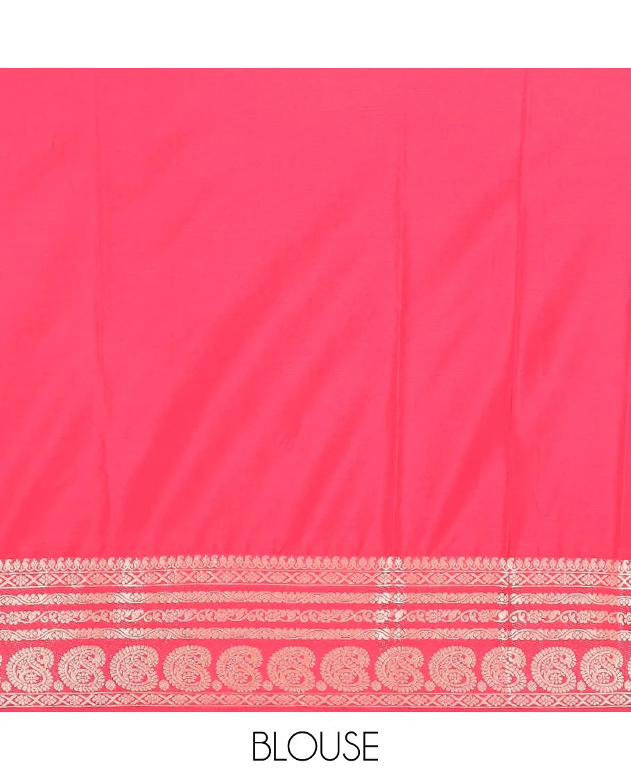 Green plain art mysore silk saree, contrast traditional zari design border, and zari design pallu - Image 4