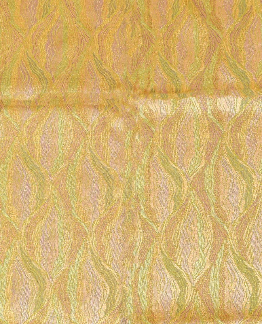Green Pure Silk Half-Saree Meticulously Crafted with Jacquard Weave on Its Skirt, Complemented by a Contrast Border Featuring Thilakam Mokku, Annam, Chakram, and Yaali Designs, Comes with a Contrast Blouse and a Dhavani of Intricate Zari Designs - Image 5