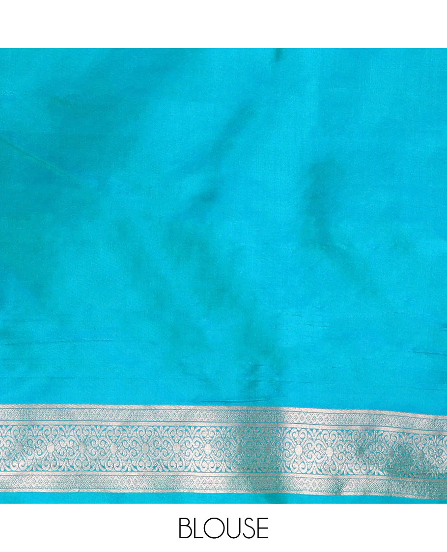 Green striped and zari buttas Vasundhara silk saree with contrast border of yaanai, killi, and kodi visiry designs, and jaal p - Image 6