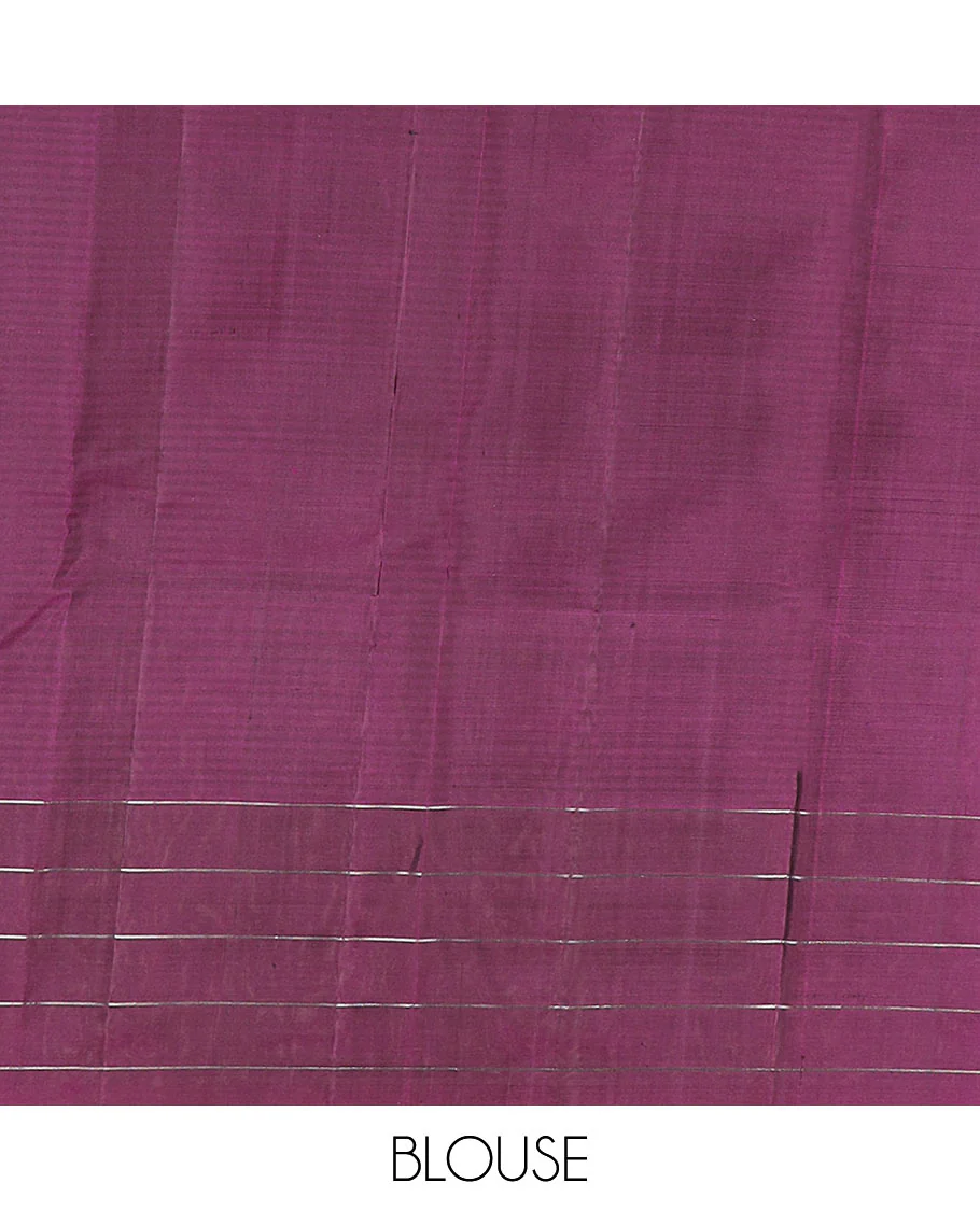 Green stripes and muthu striped Kanchipuram silk saree, contrast border of mayil and lotus butta enclosed checks, and intricate jaal pallu - Image 6