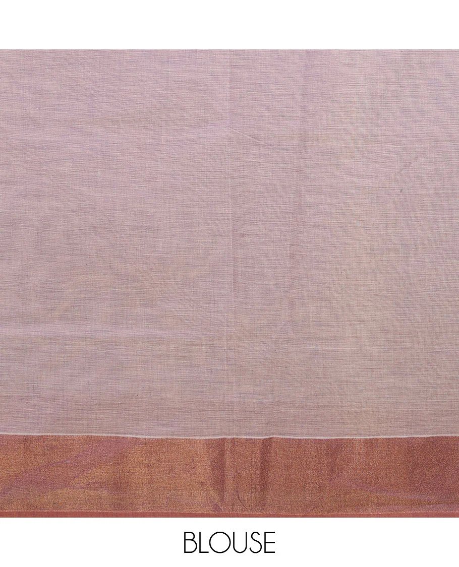 Green unique buttas Combatiore cotton saree, contrast plain border & contrast zari design pallu - Image 3