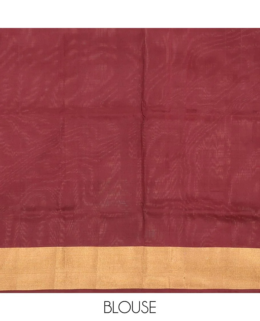 Green Uppada Silk Saree Accentuated with Paisley Buttas, Subtle Contrast Border of Temple Gopuram Motifs, Captivating Pallu Featuring Floral Jaal Design, and Paired with a Contrast Blouse - Image 6