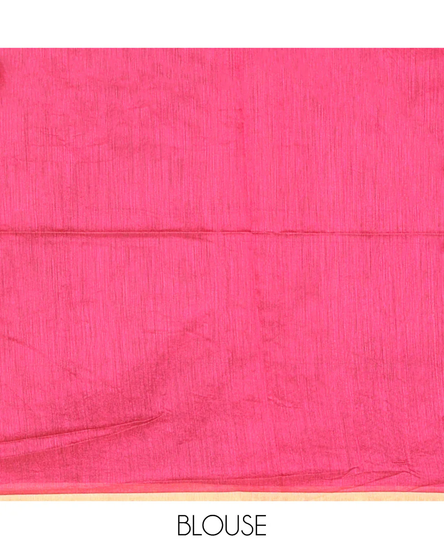 Green Warli-village printed khadi cotton saree, printed border, and contrast warli motifs printed pallu, and contrast plain blouse - Image 3