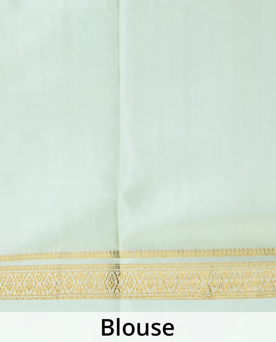 Green zari buttas and checked Mysore silk saree, traditional zari design border, and zari design pallu - Image 5