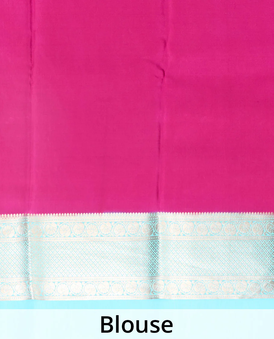 Green zari buttas Mysore silk saree, contrast traditional zari border, and jaal pallu - Image 5