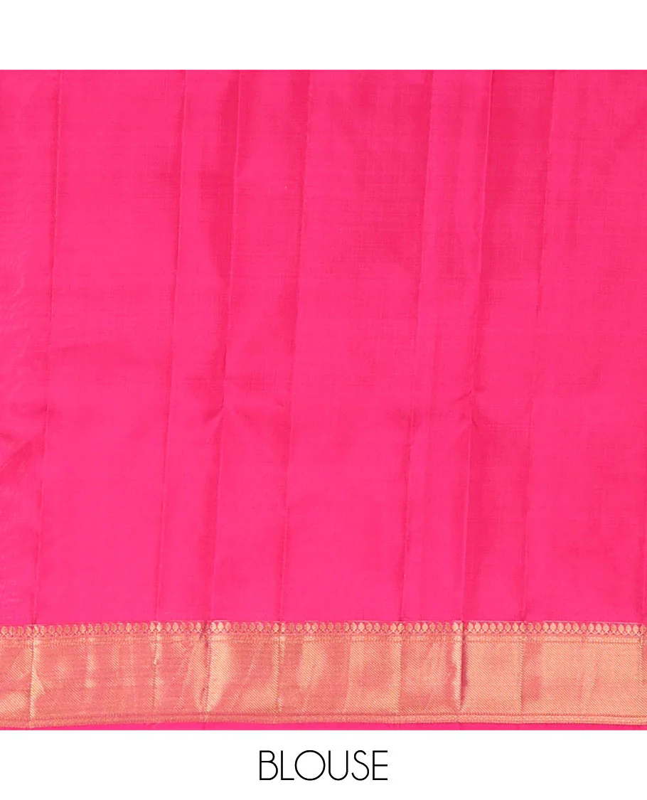 Green zari buttas Vasundhara Lite Silk Mix Saree, zari border of thilakam mokku, neli & zari stripes & contrast jaal pallu - Image 6