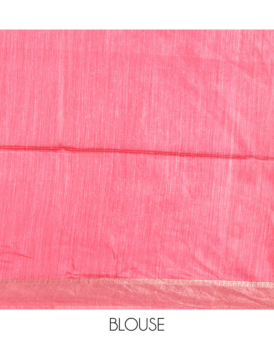 Grey Pichwai lotus floral vine and cow motifs printed tussar silk saree, contrast zari border, and striped pallu - Image 4