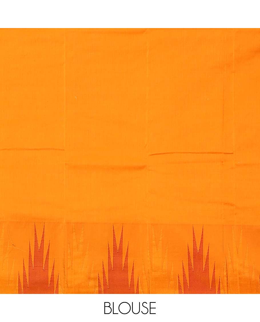 Black plain Bangalore silk saree, contrast temple border, and striped pallu - Image 6