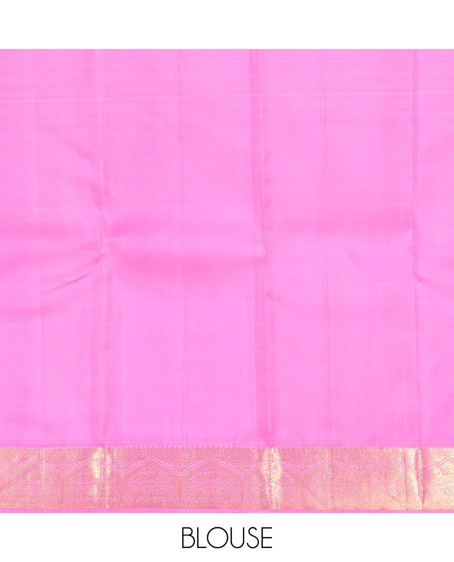 Grey plain Kanchipuram silk saree, contrast neer korvai zari border, and pallu steeped with traditional designs - Image 6