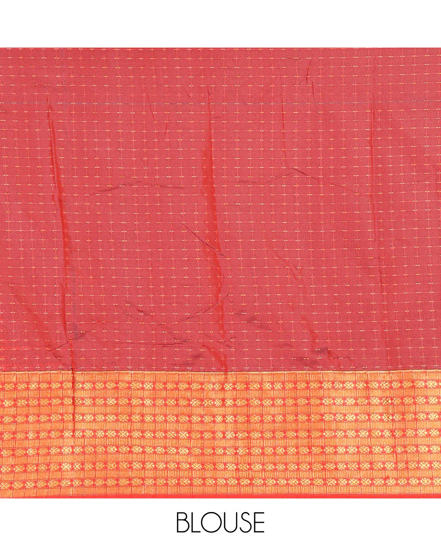 Grey thread butta all over body semi soft silk , contrast traditional border , contrast lining chit pallu - Image 3