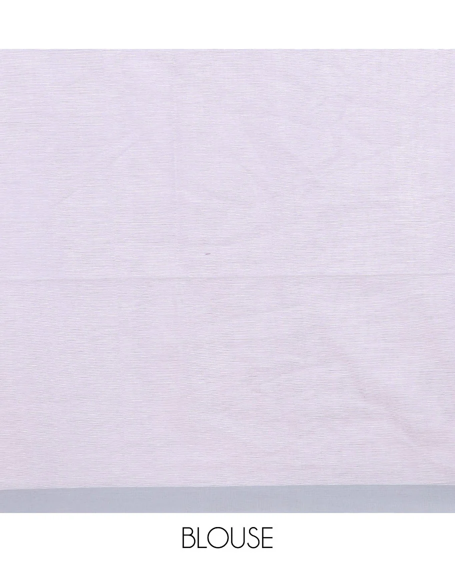Grey thread buttas Khadi cotton saree, contrast plain border, and pallu of geometric buttas - Image 3
