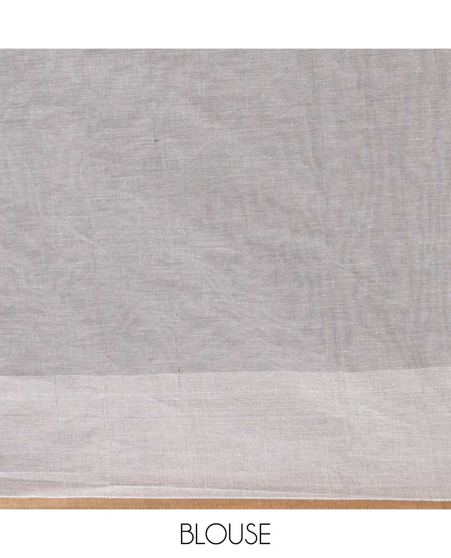 Grey unique buttas Coimbatore cotton saree, contrast unique buttas border, and pallu of geometric patterns - Image 3