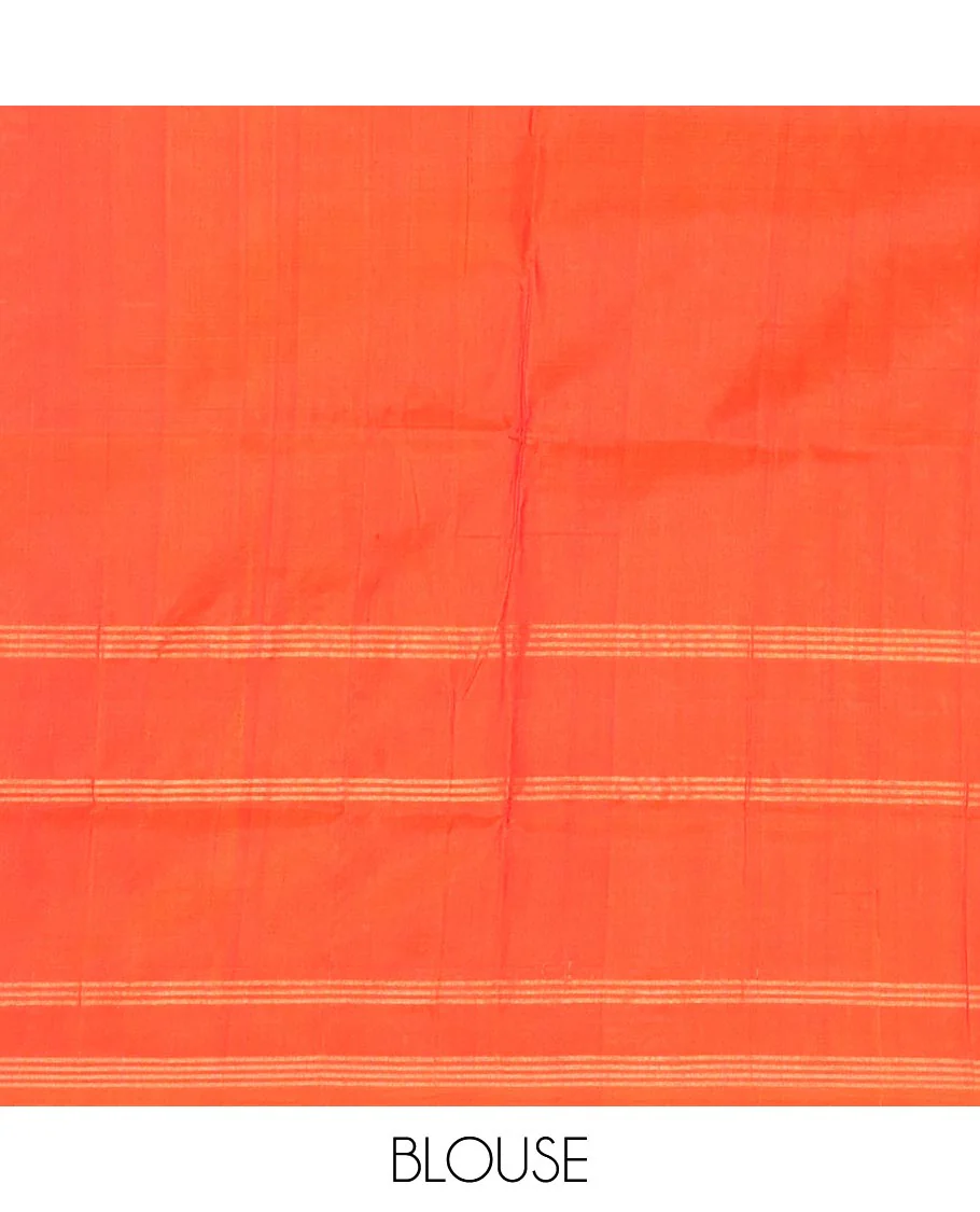 Inky Black Uppada Silk Saree Enlivened With Zari Buttas, Captivating Contrast Border Featuring Zari Stripes And Peacock Motifs, Pallu Depicting Rose Flower-Enclosed Mughal-Style Arches, And Paired With A Contrast Blouse - Image 6