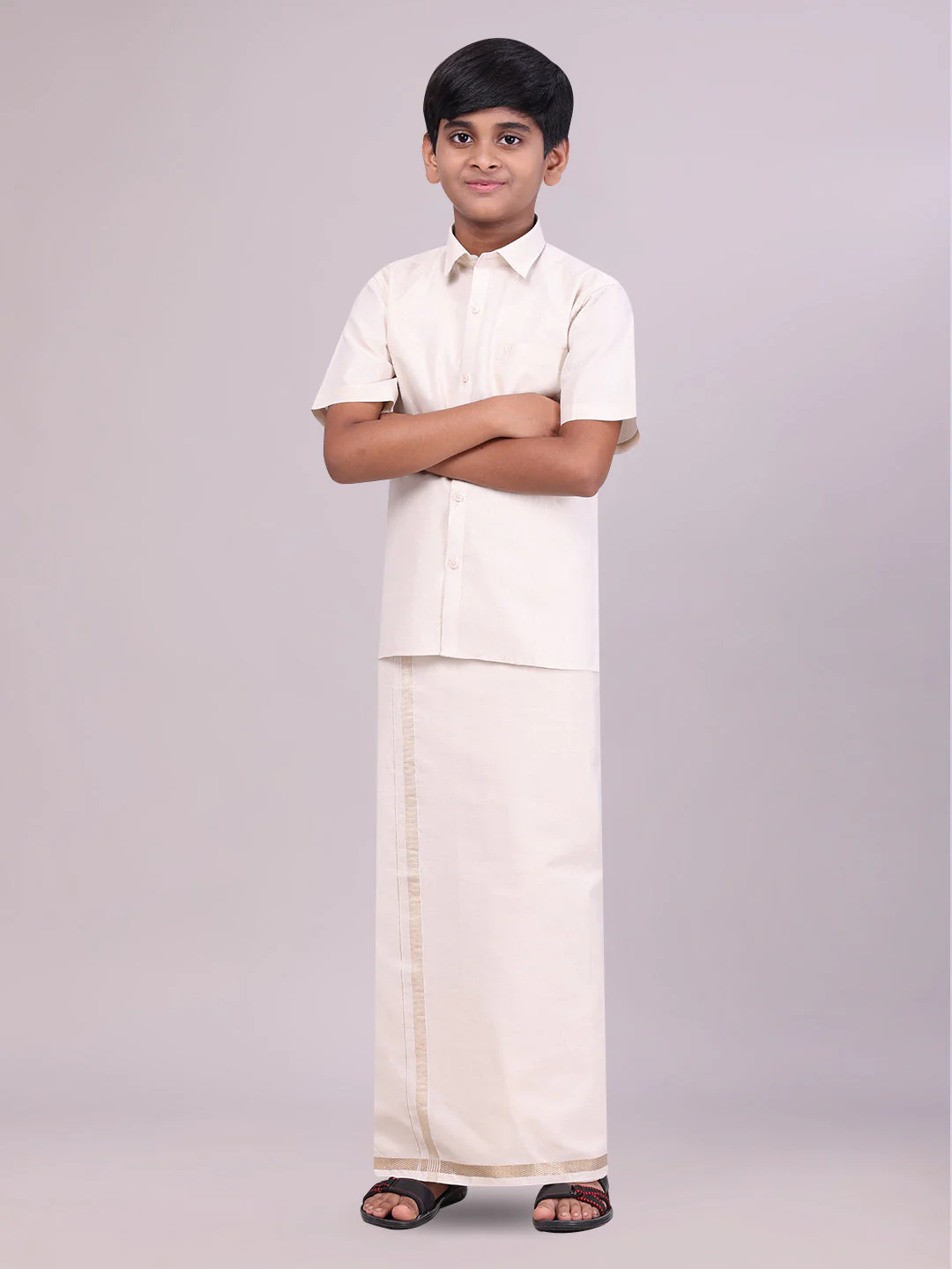 Boys Tissue Beige Colour Shirt with Dhoti Combo Ambitious Boy - Image 2