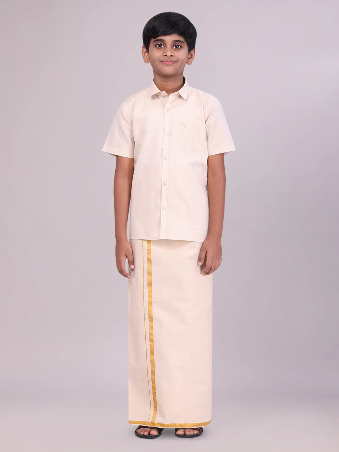 Boys Tissue Gold Colour Shirt with Dhoti Combo Ambitious Boy