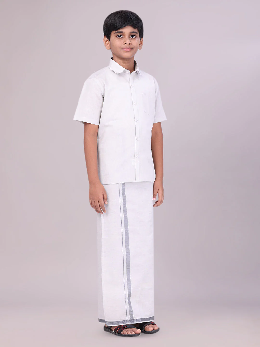 Boys Tissue Grey Colour Shirt with Dhoti Combo Ambitious Boy - Image 2