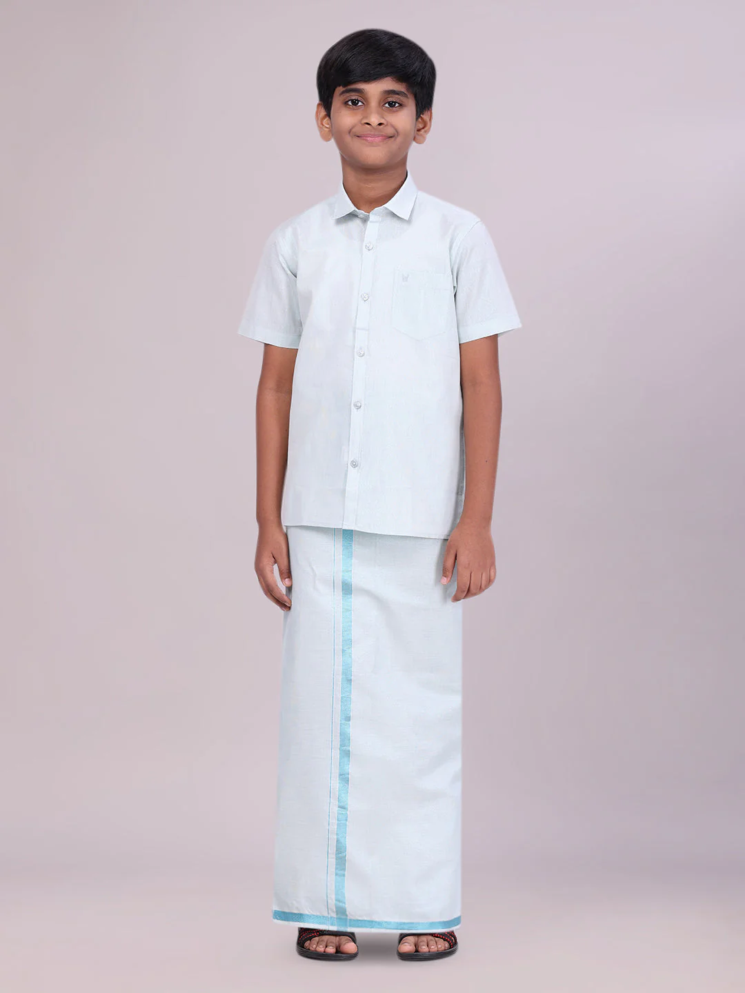 Boys Tissue Mint Blue Colour Shirt with Dhoti Combo Ambitious Boy