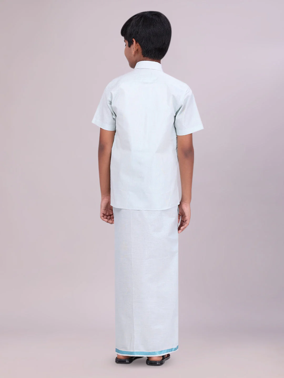 Boys Tissue Mint Blue Colour Shirt with Dhoti Combo Ambitious Boy - Image 3