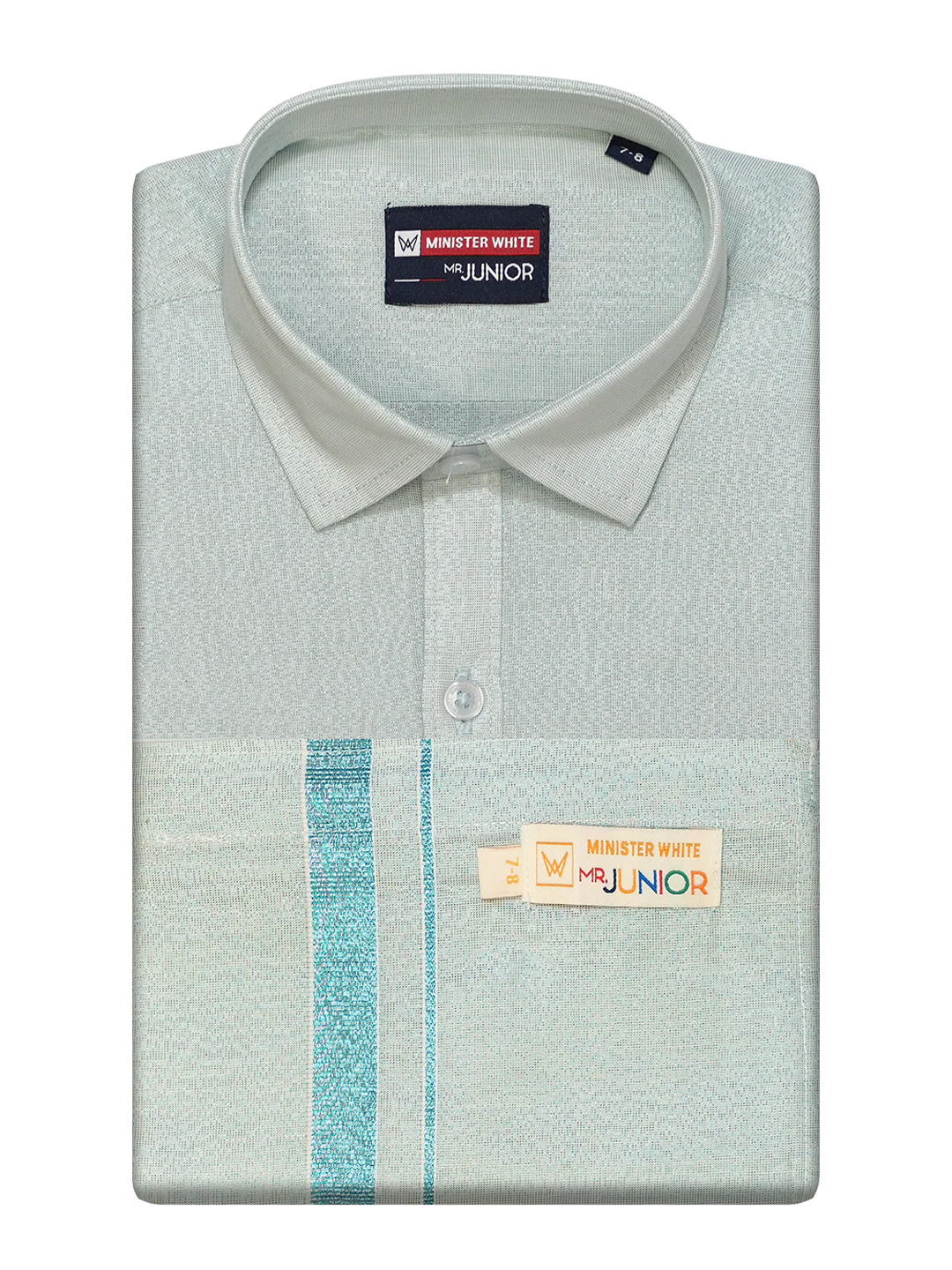 Boys Tissue Mint Blue Colour Shirt with Dhoti Combo Ambitious Boy - Image 5