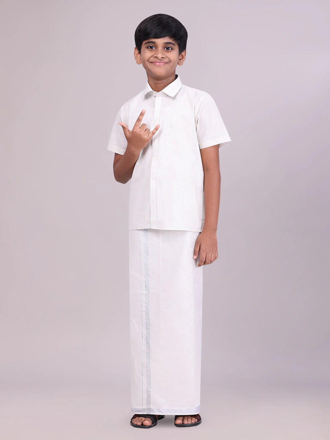Boys Tissue Silver Colour Shirt with Dhoti Combo Ambitious Boy - Image 2